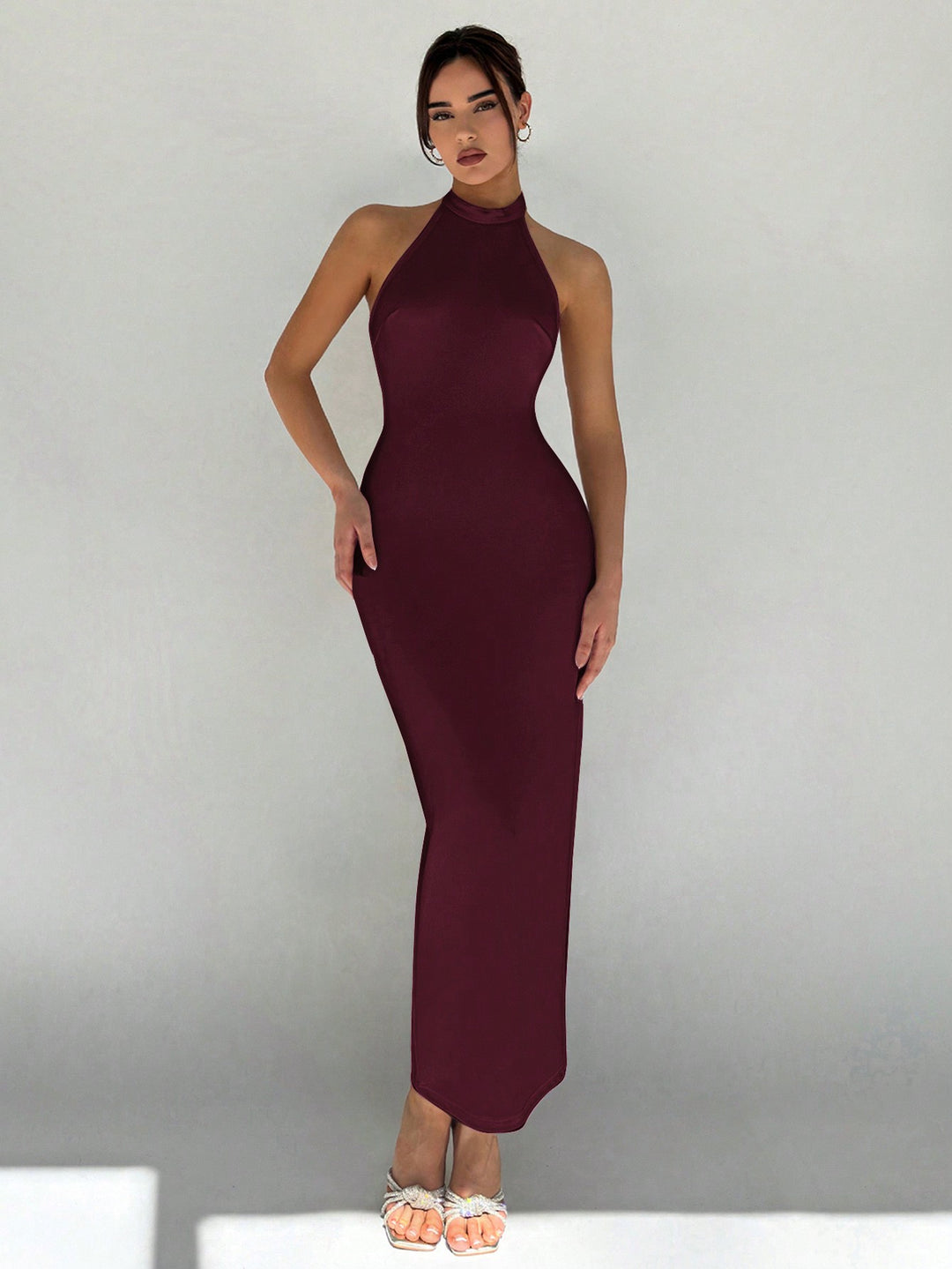SHEIN bordó maxi ruha