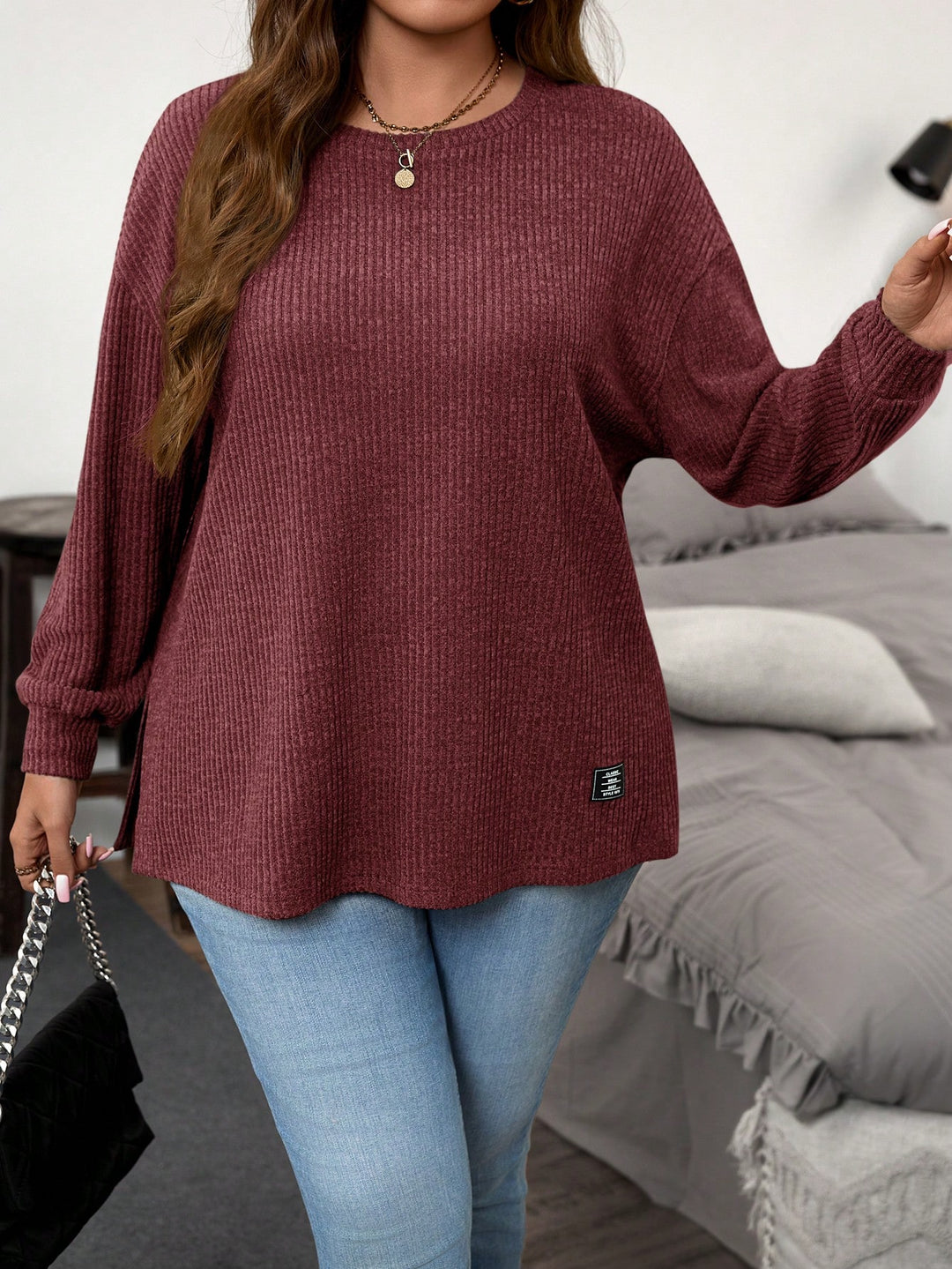 SHEIN póló, meggypiros