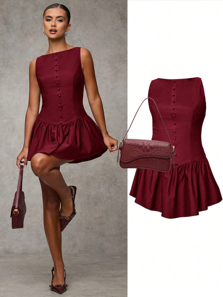 SHEIN mini ruha, bordó