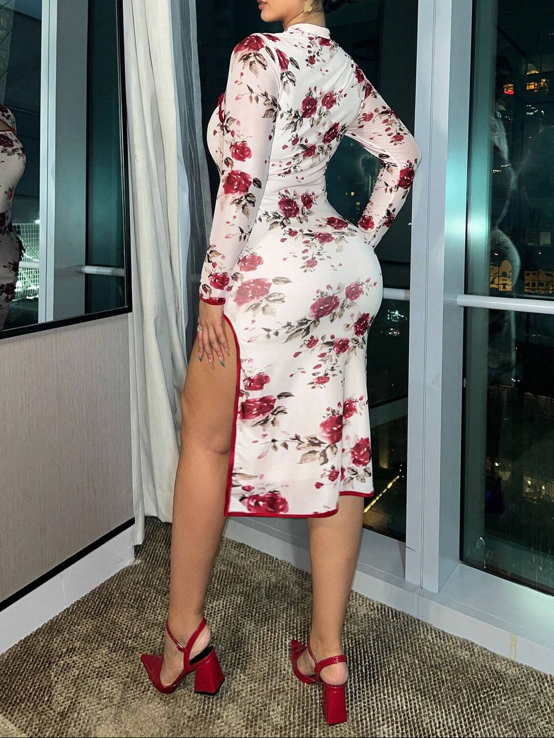 Rochie midi Shein Curve+, mix culori