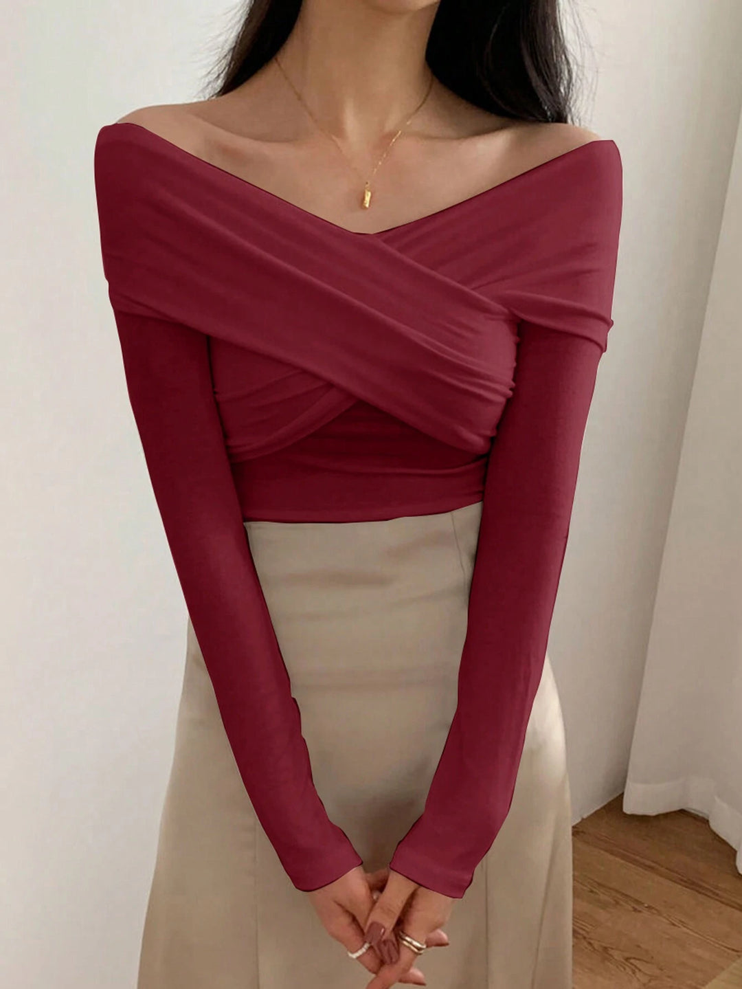 Shein blúz, piros