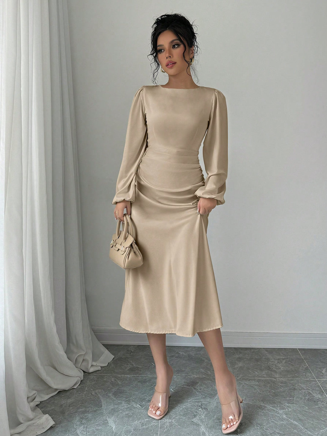 Rochie midi SHEIN, bej