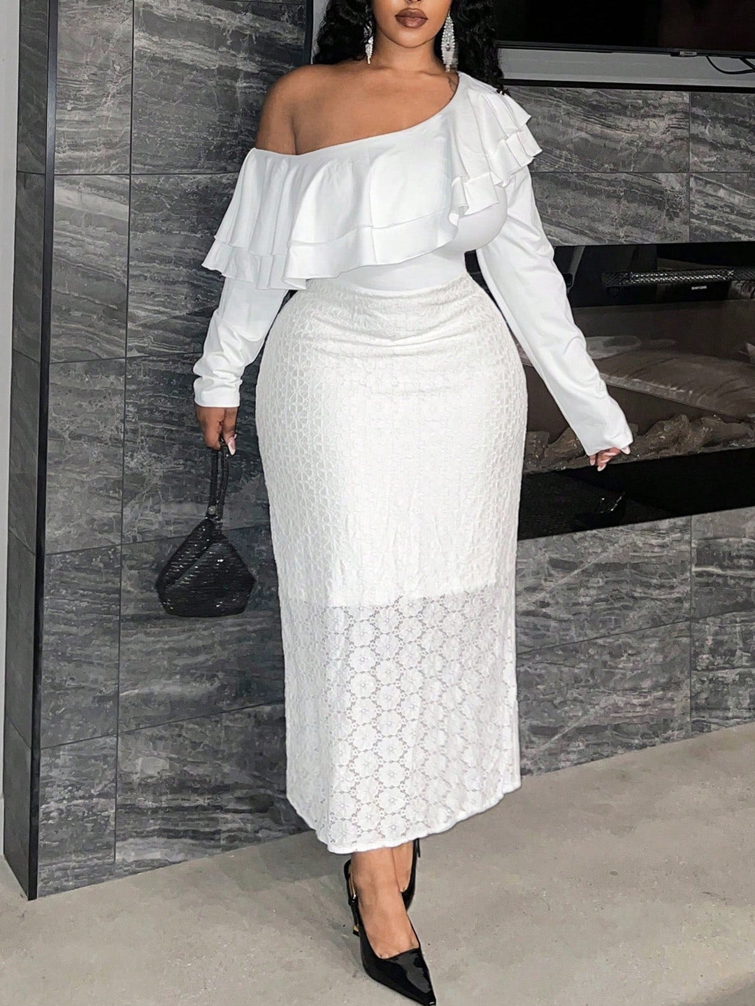 Rochie maxi SHEIN, alb