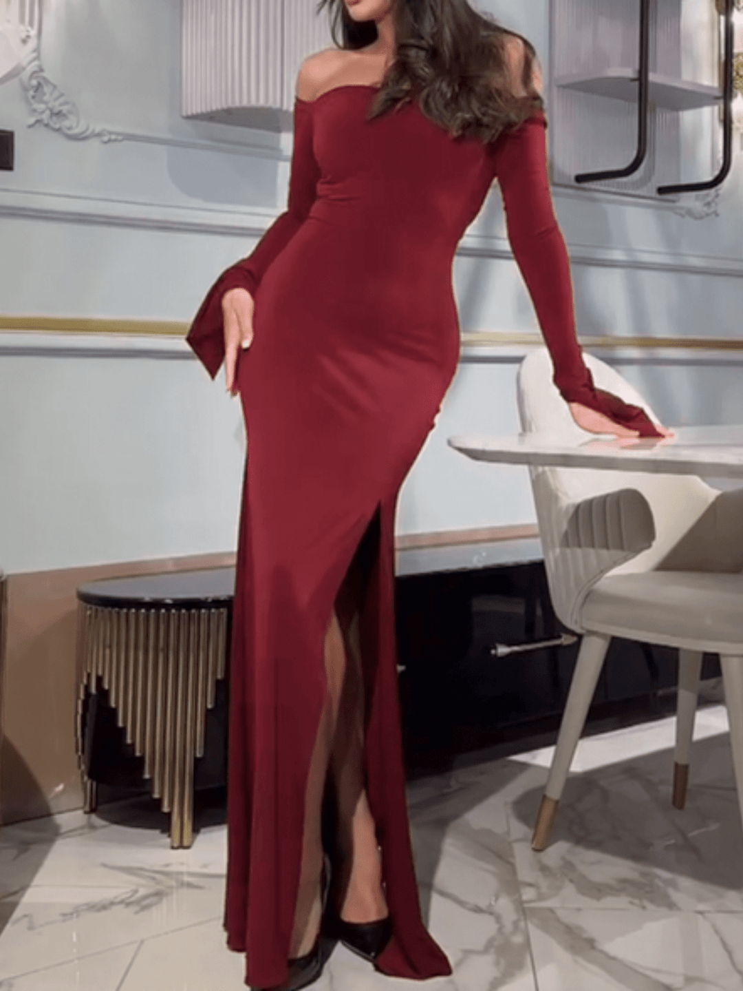 Rochie maxi SHEIN, vișiniu
