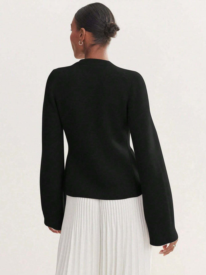 Pulover cu nasturi SHEIN, negru