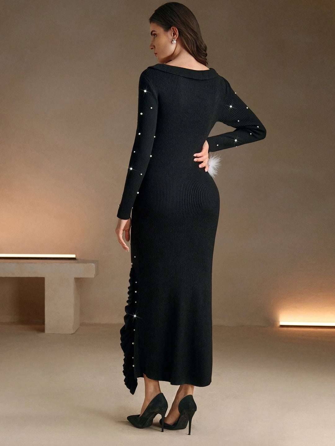 Shein maxi ruha, fekete