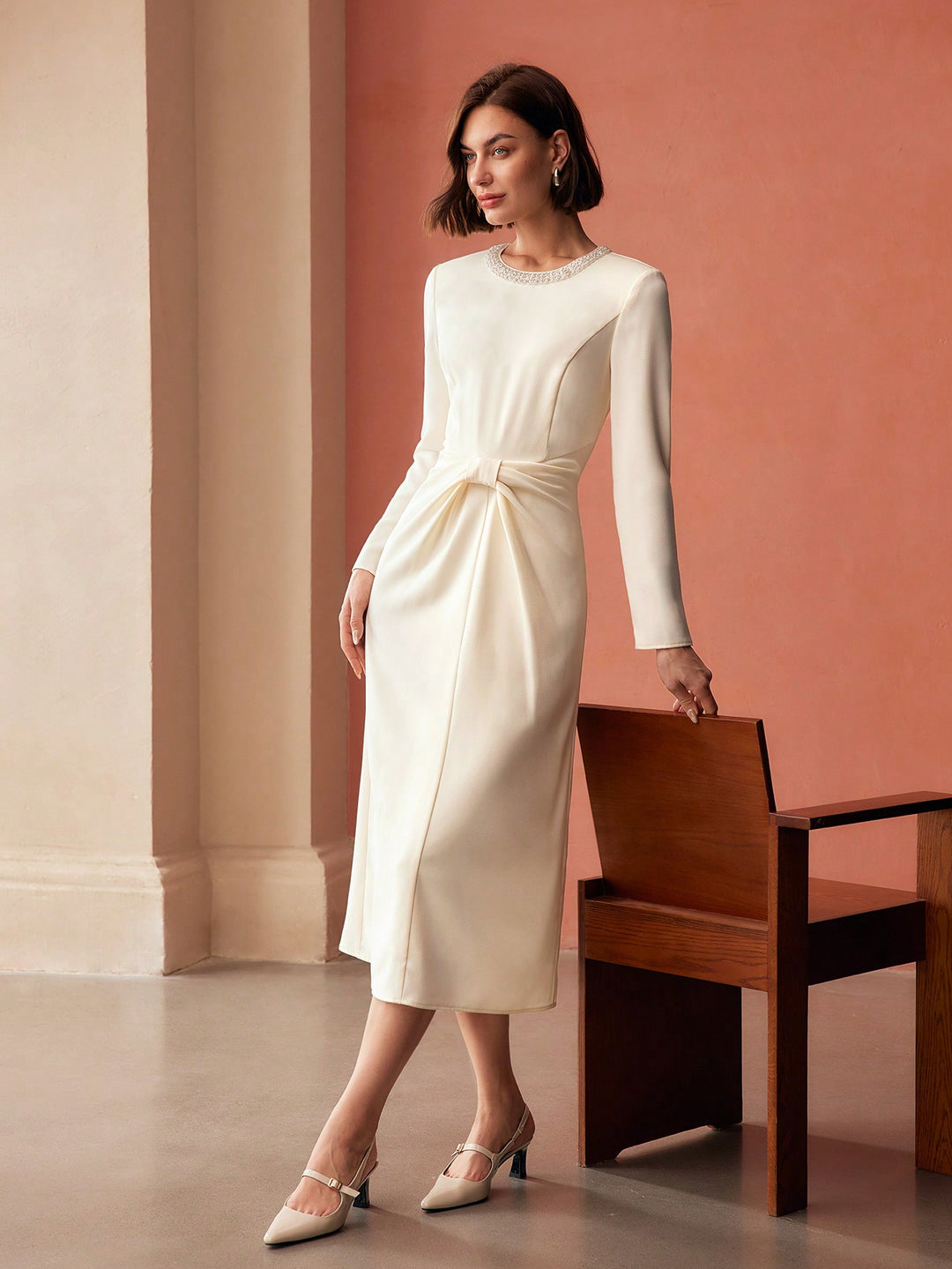 Rochie midi SHEIN, bej