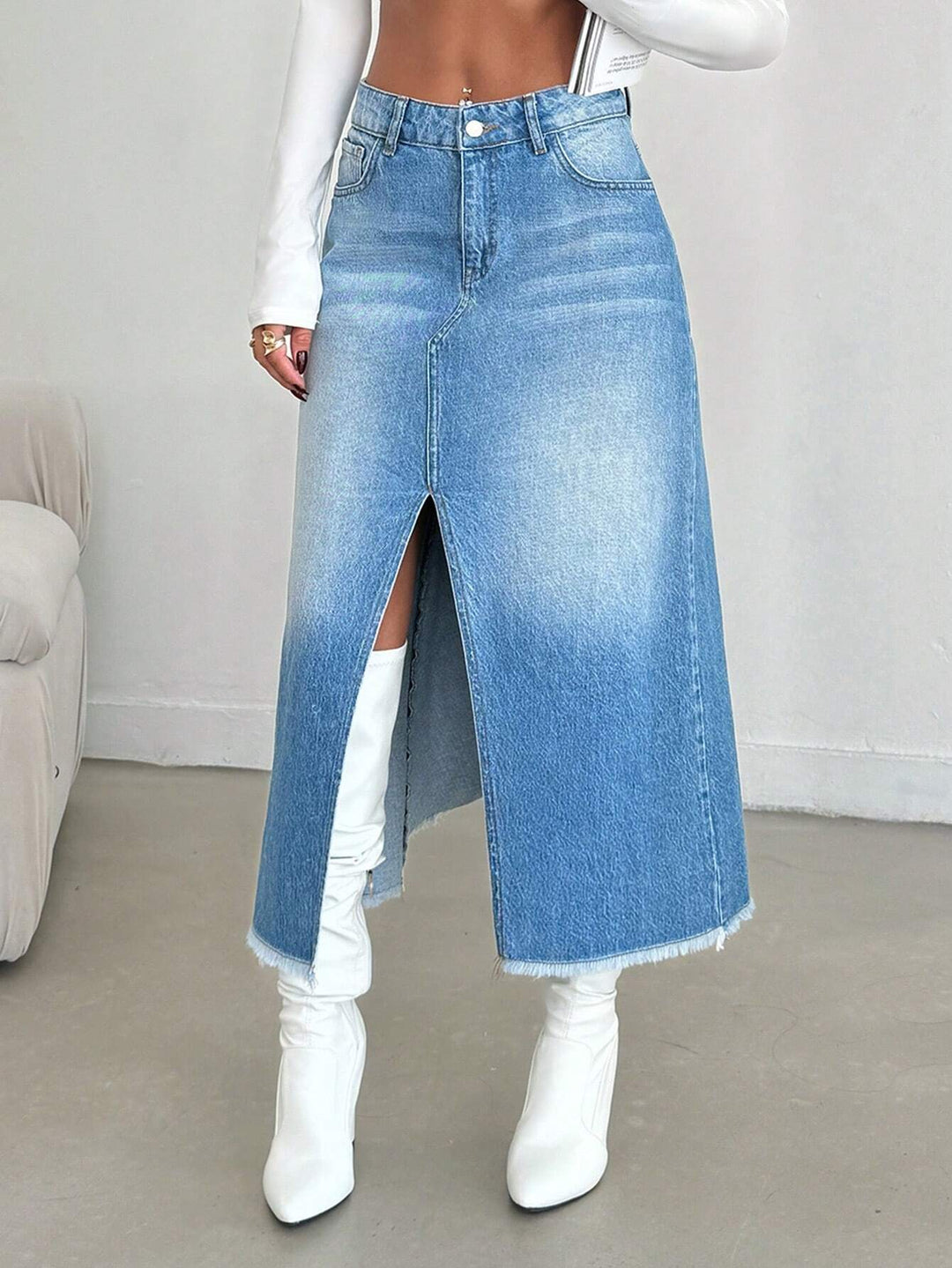 SHEIN farmerhatású szoknya, kék
