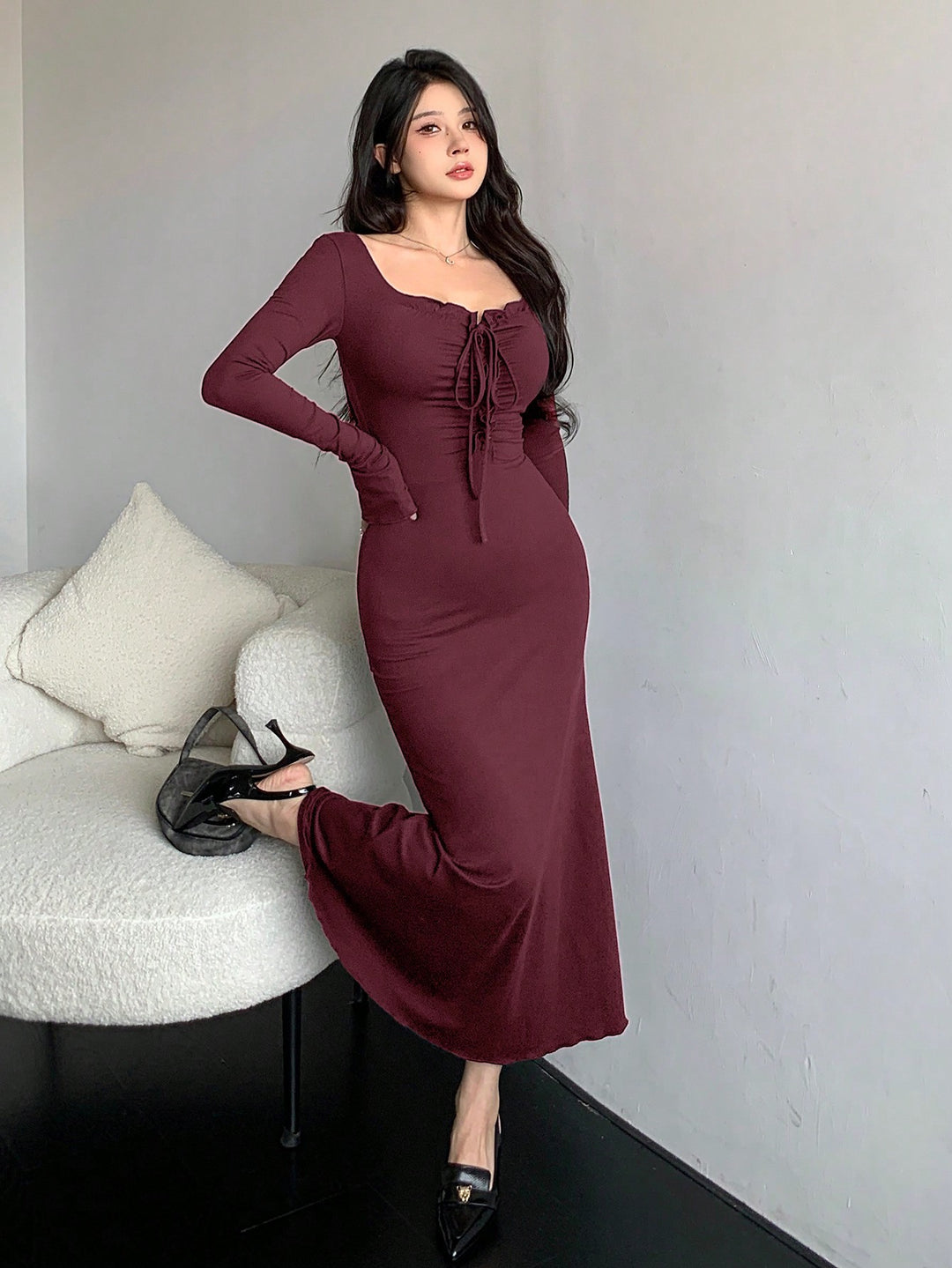 Rochie maxi SHEIN, vișiniu