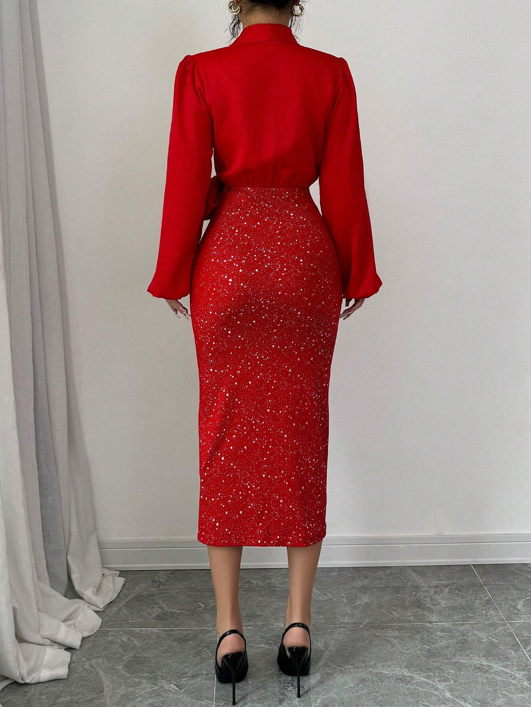 Shein midi ruha, piros