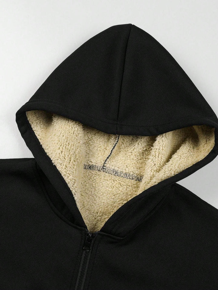 Hanorac cu fermoar SHEIN, negru