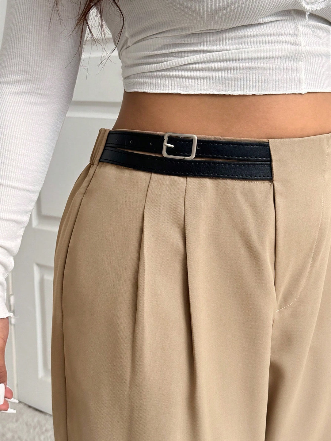 Pantalon de costum SHEIN, maro