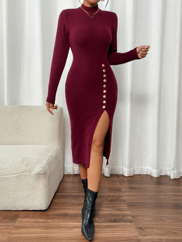 SHEIN burgundi midi ruha