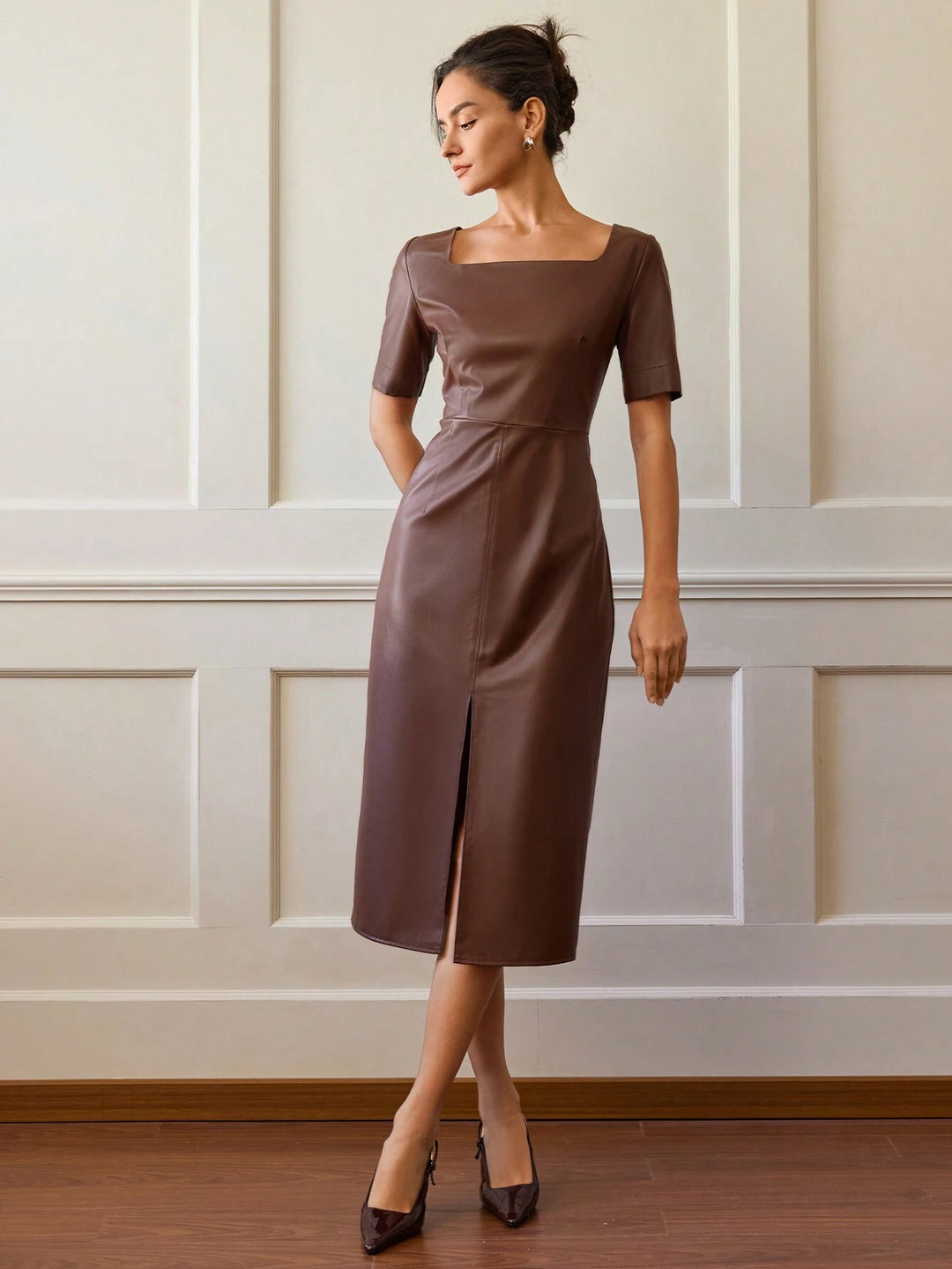 Rochie midi SHEIN, maro