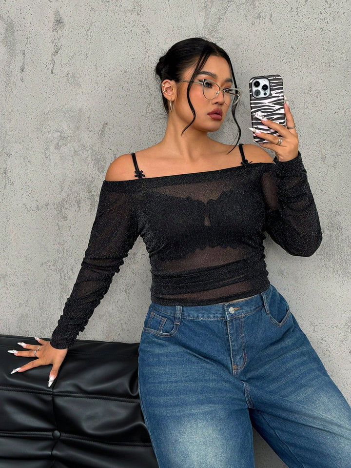 SHEIN Blúz, fekete