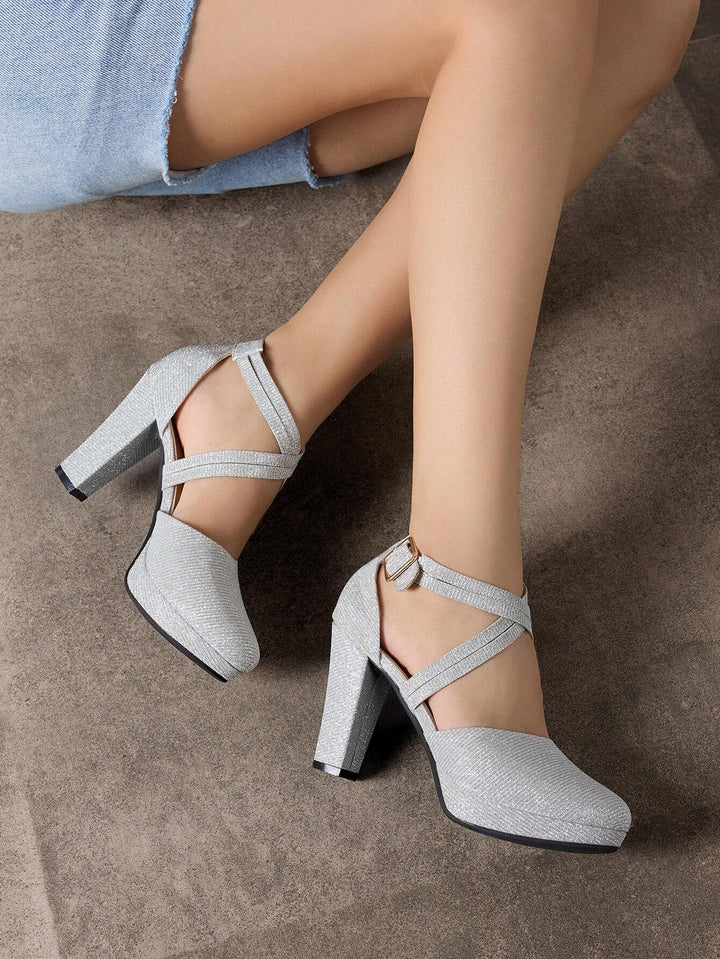 Pantofi cu toc SHEIN, argintiu