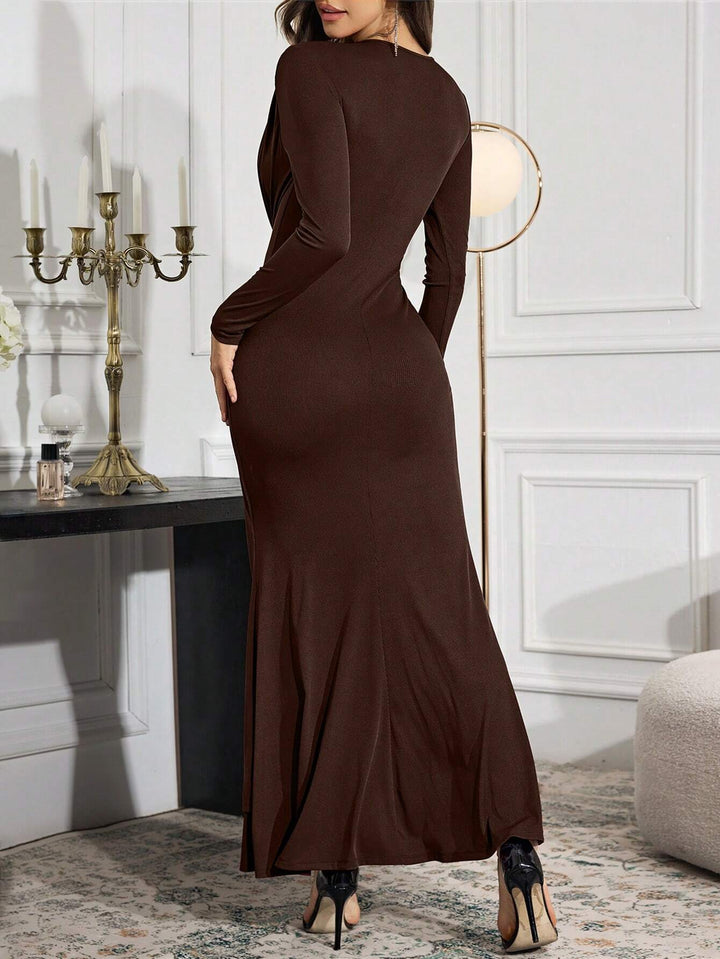 Shein barna maxi ruha