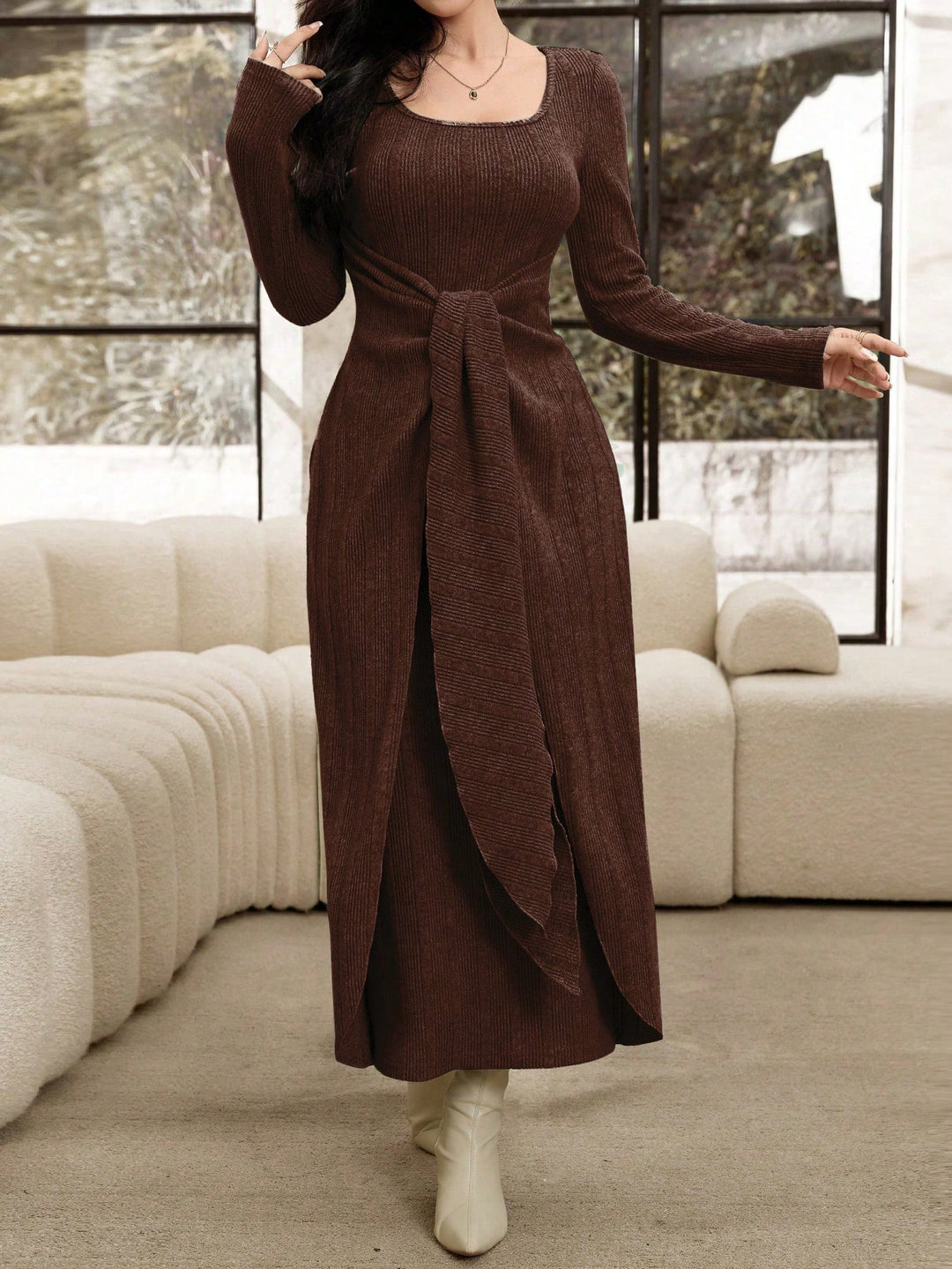 Shein maxi ruha, barna