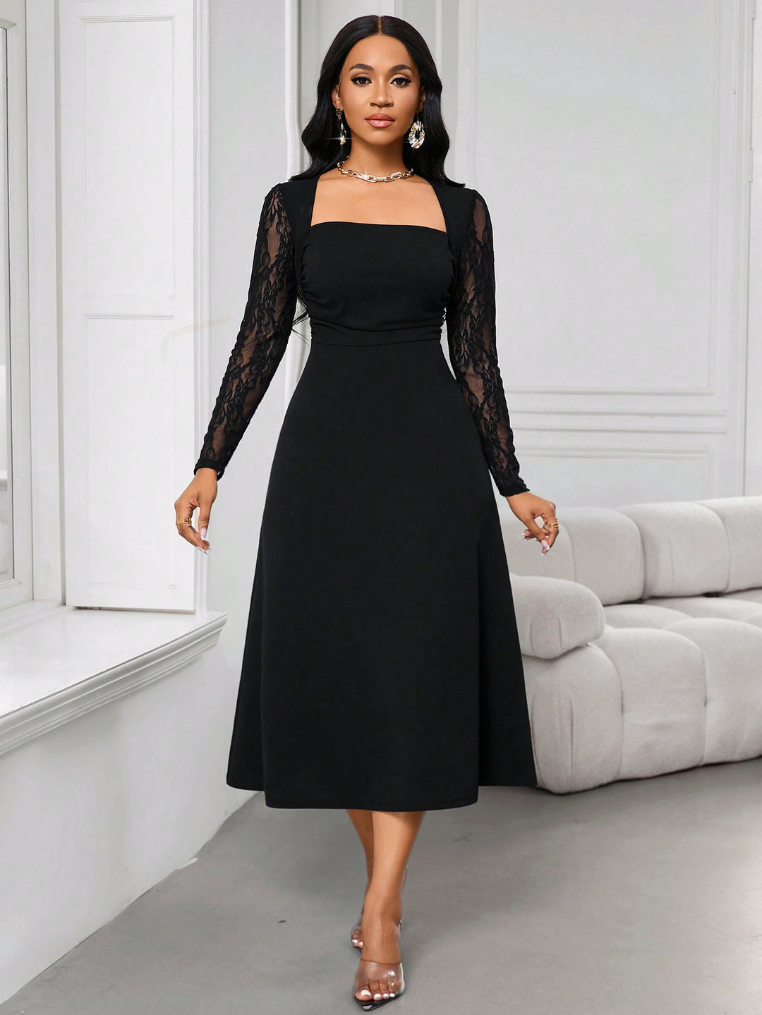 Rochie midi SHEIN, negru