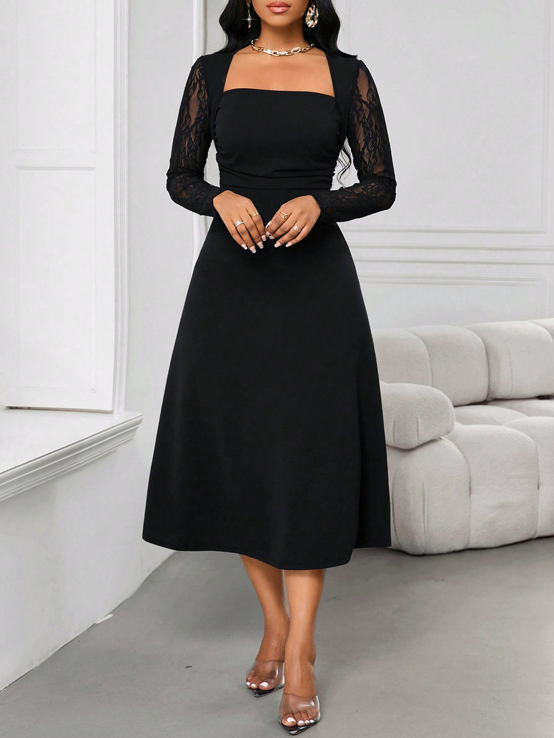 Rochie midi SHEIN, negru
