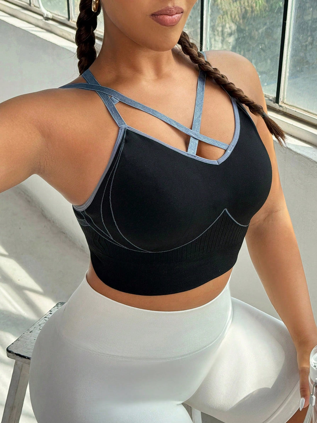 Sutien sport SHEIN, negru