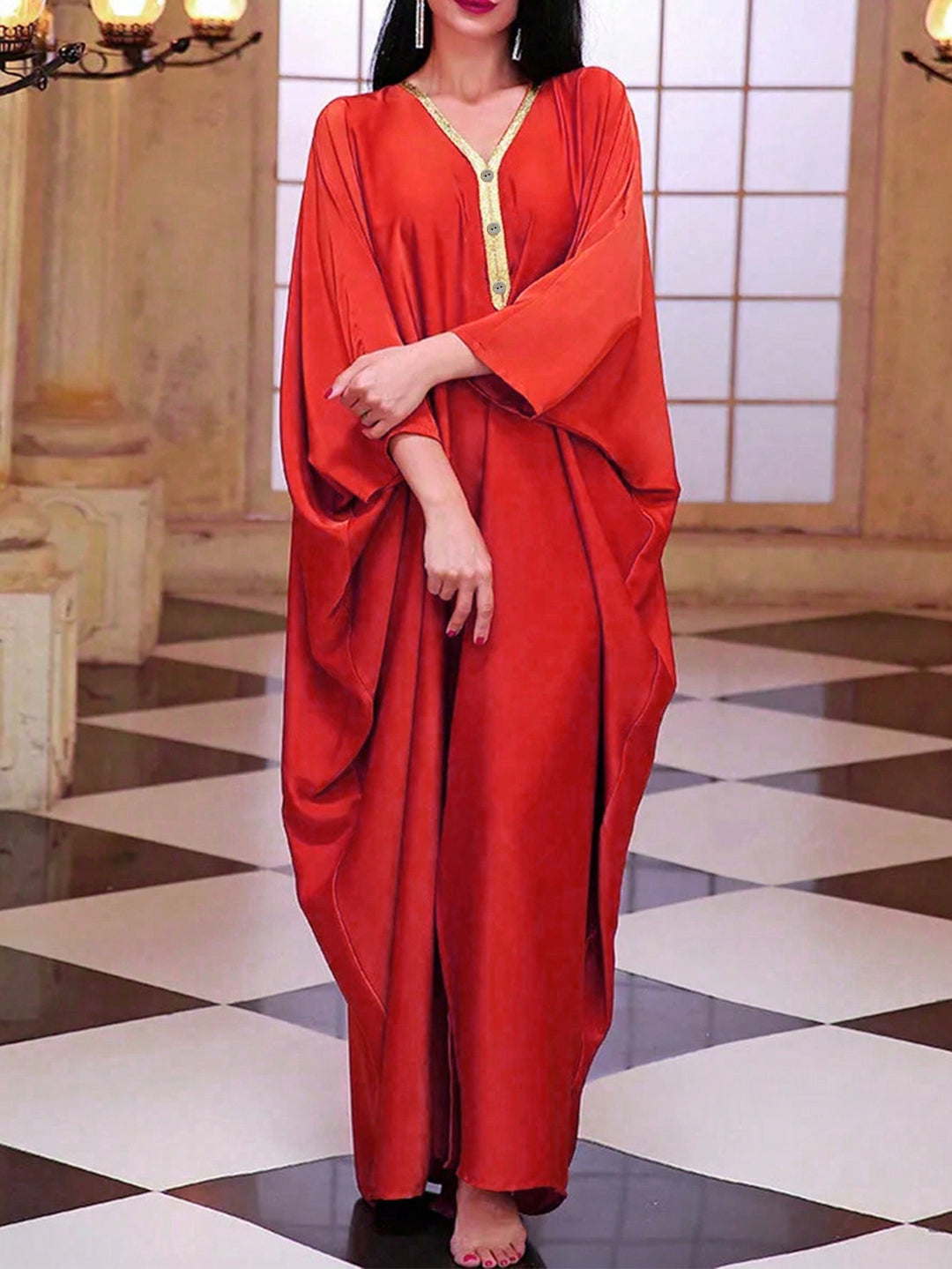 Set caftan și jalabiya SHEIN, roșu