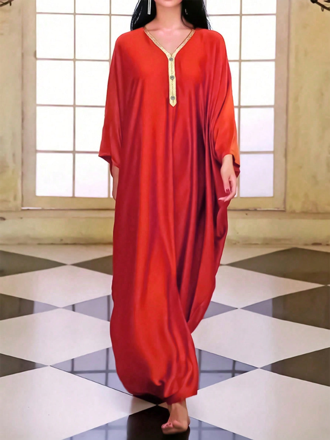 Set caftan și jalabiya SHEIN, roșu