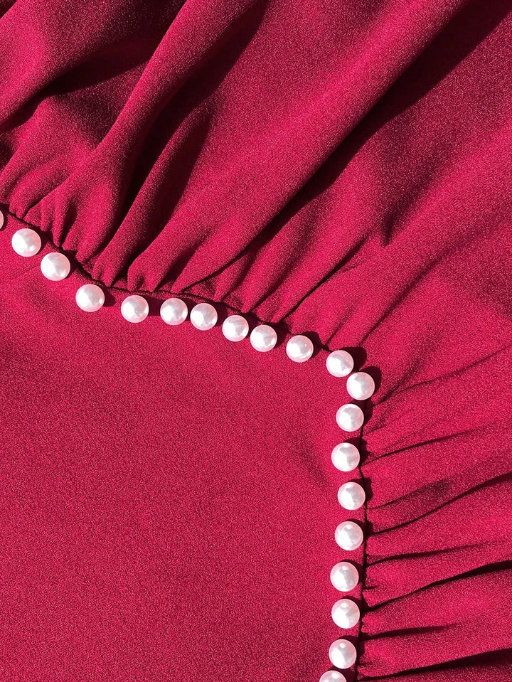 Shein Curve+ miniruha, bordó