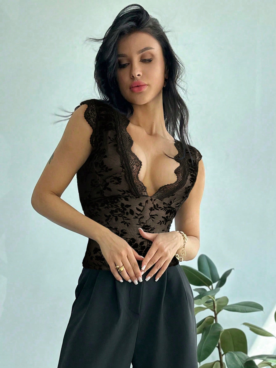 Top SHEIN, negru