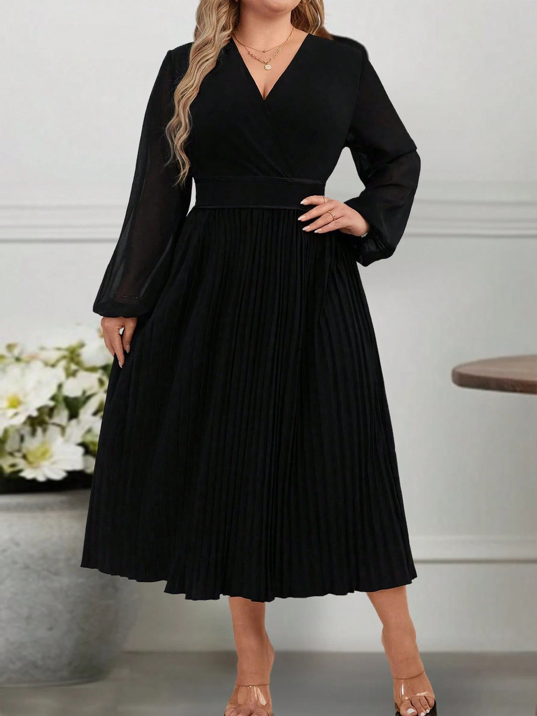 Shein Curve+ maxi ruha, fekete