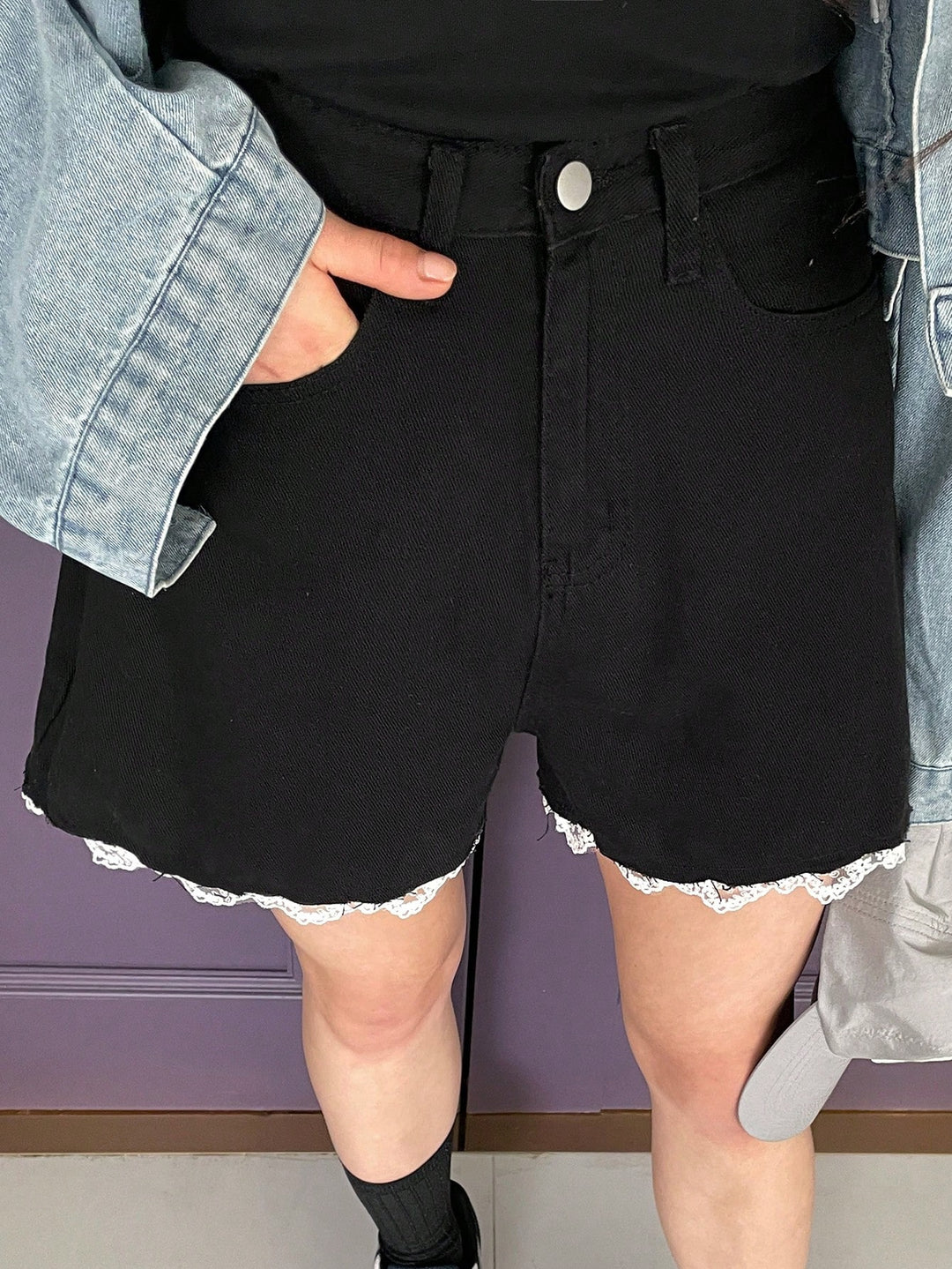 Pantaloni scurți SHEIN, negru