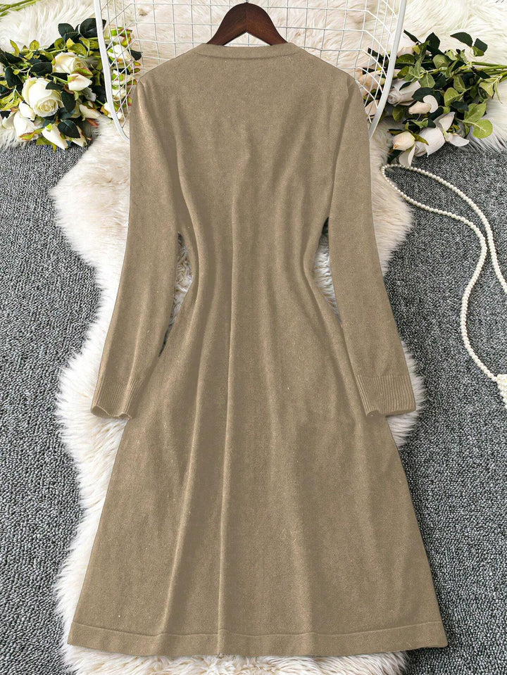 Shein Curve+ midi ruha, bézs