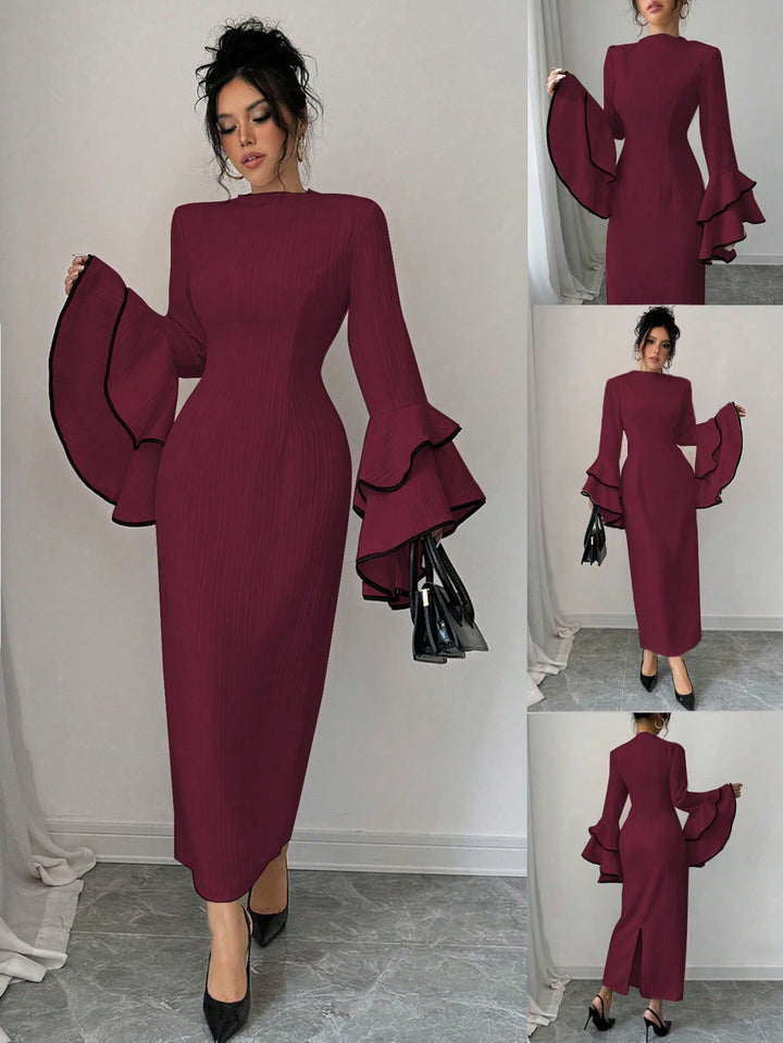 SHEIN maxi ruha, bordó