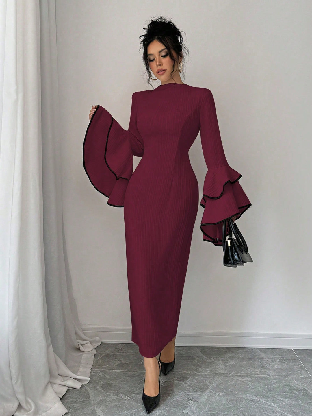 SHEIN maxi ruha, bordó