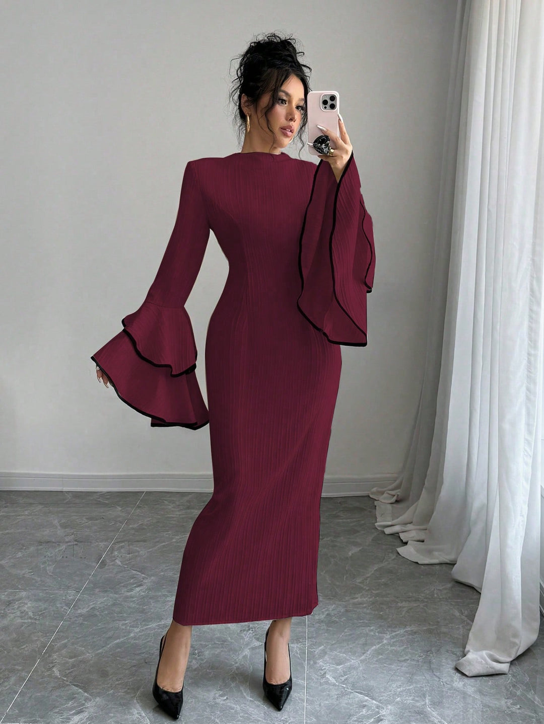 SHEIN maxi ruha, bordó