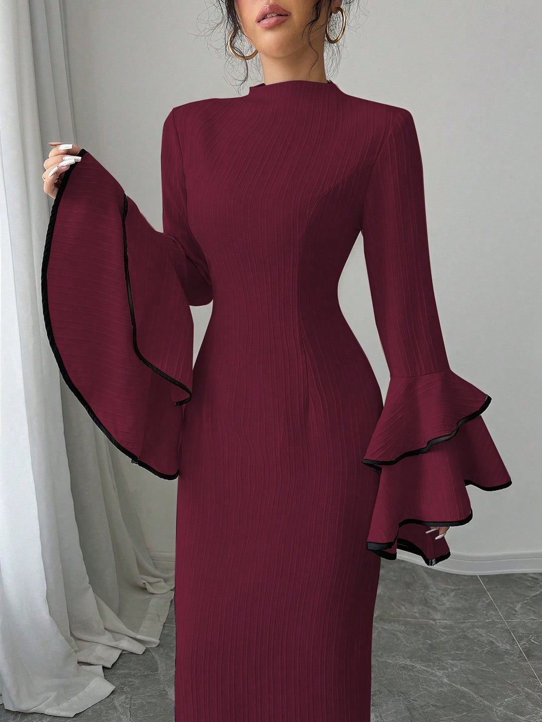 SHEIN maxi ruha, bordó