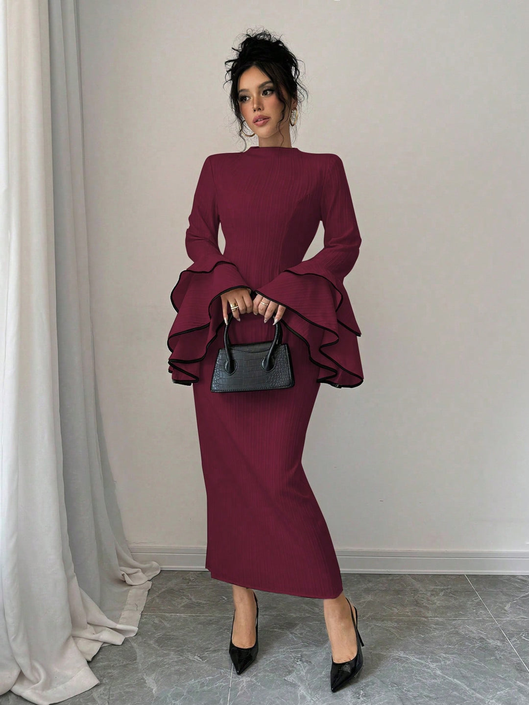 SHEIN maxi ruha, bordó