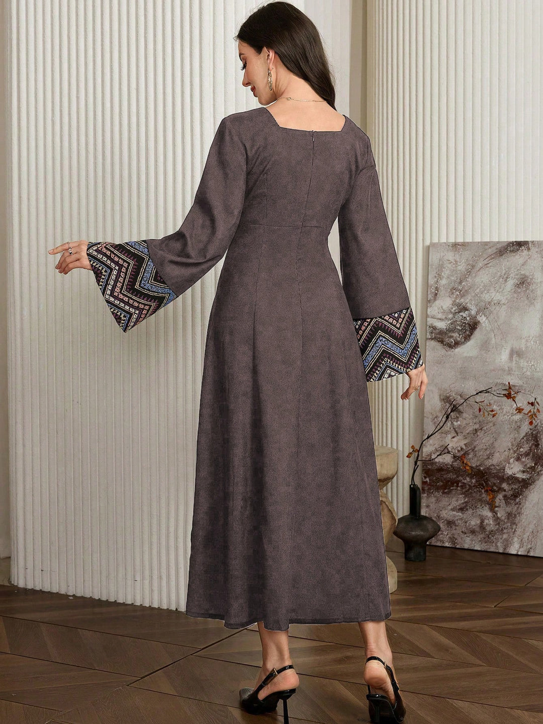 Set caftan și jalabiya SHEIN, maro