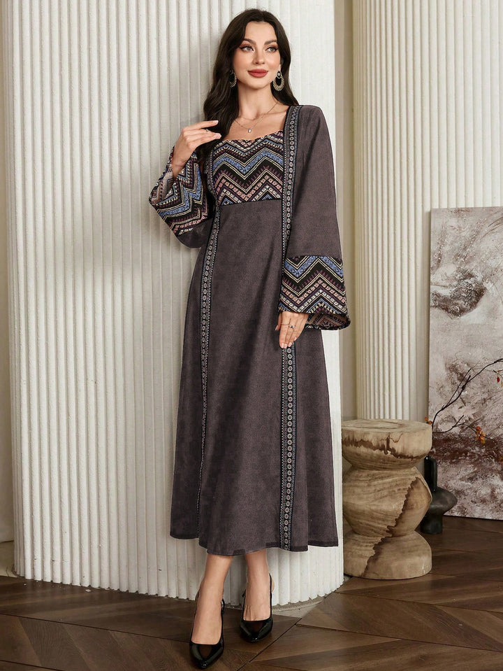 Set caftan și jalabiya SHEIN, maro