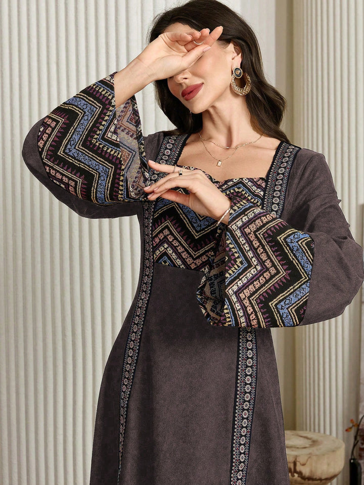 Set caftan și jalabiya SHEIN, maro