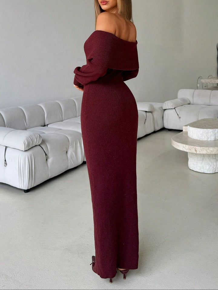 SHEIN bordó maxi ruha