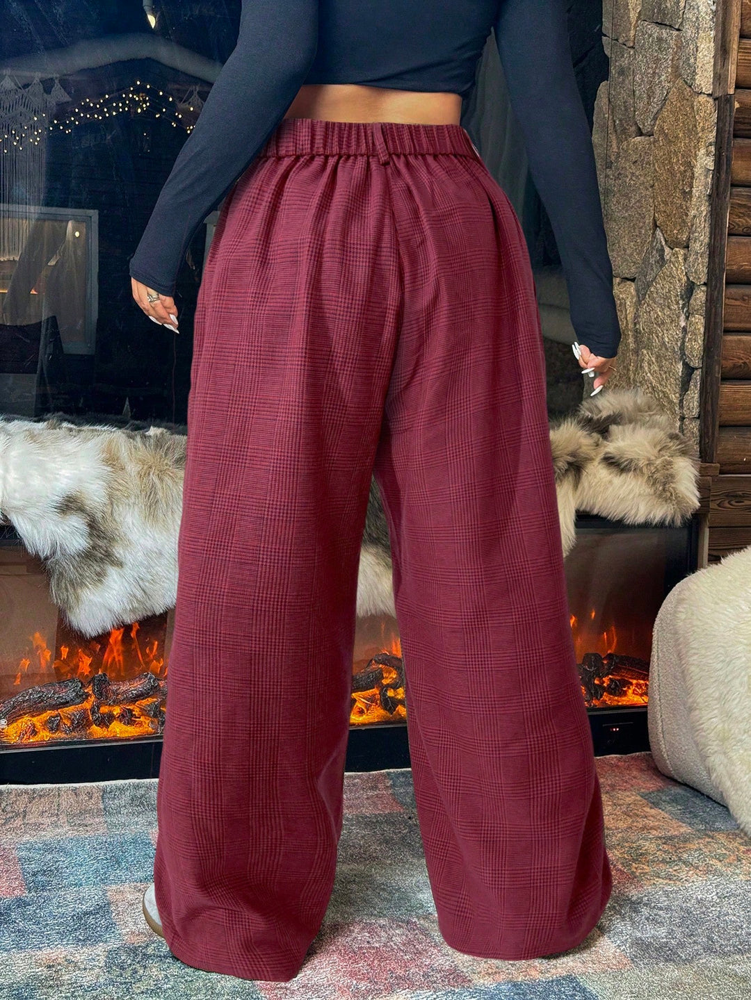 Pantaloni SHEIN, vișiniu