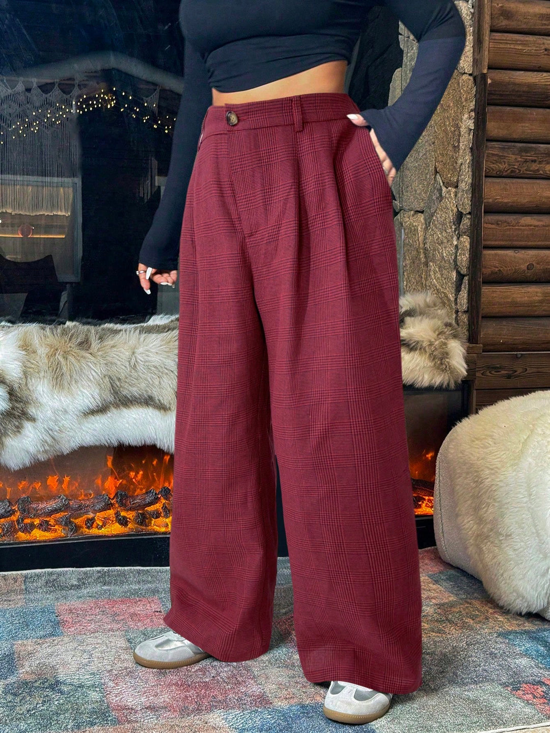 Pantaloni SHEIN, vișiniu