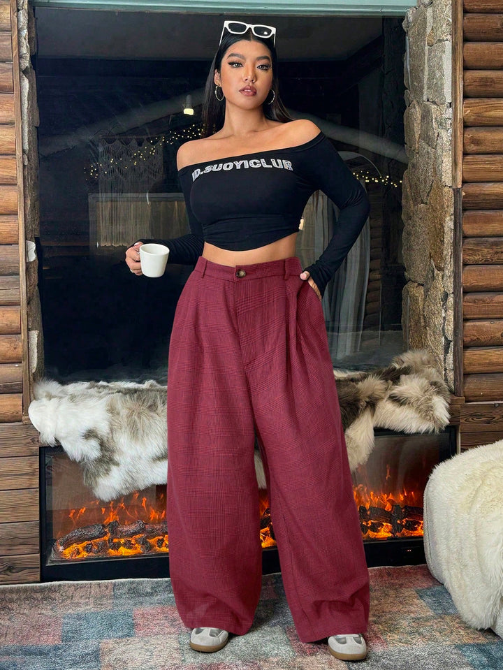 Pantaloni SHEIN, vișiniu