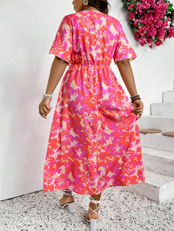 Rochie midi Shein Curve+, mix culori