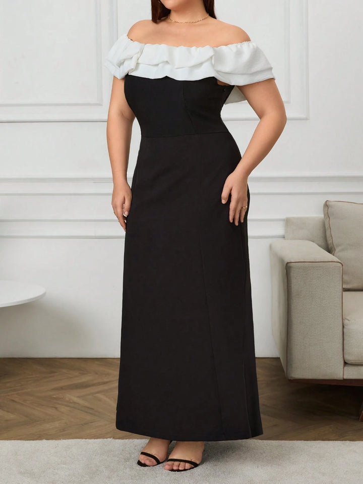Shein Curve+ maxi ruha, fekete