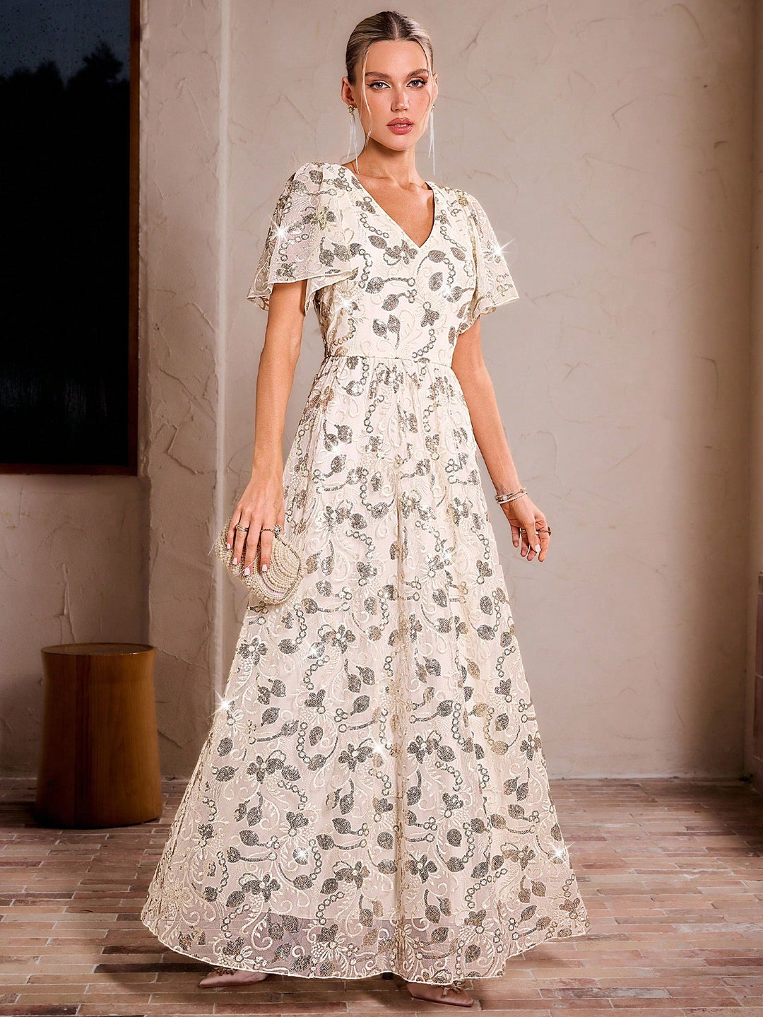 Rochie maxi SHEIN, auriu