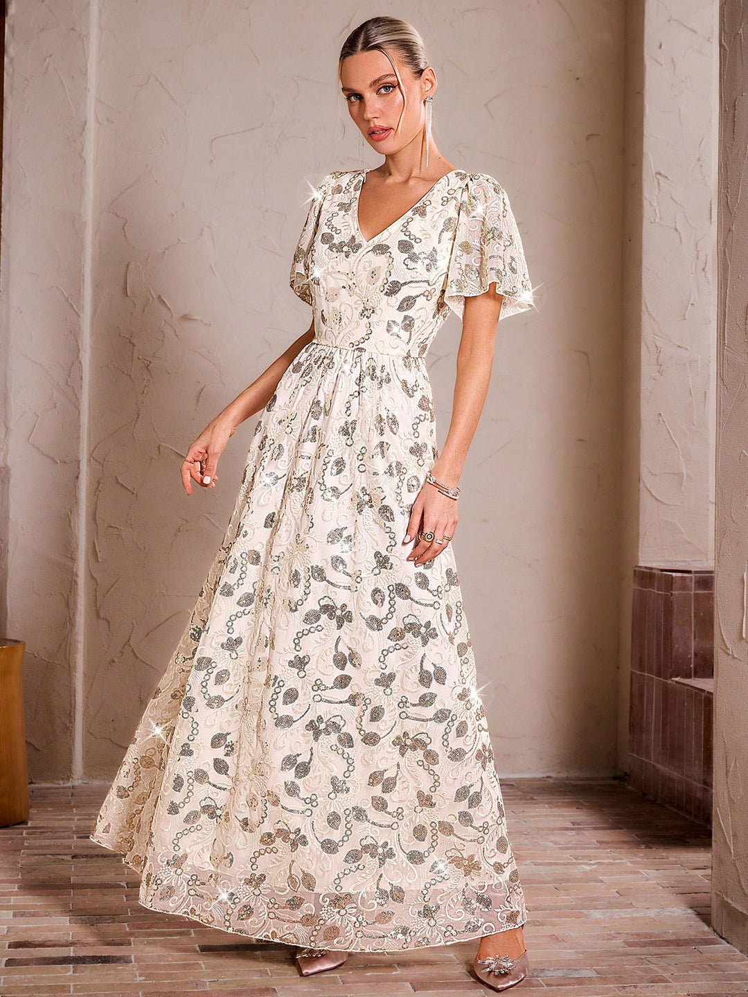 Rochie maxi SHEIN, auriu