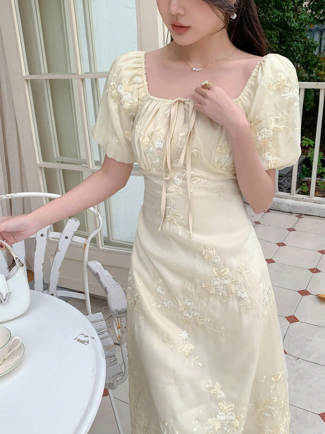 SHEIN cream midi dress