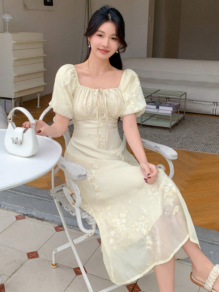 SHEIN cream midi dress